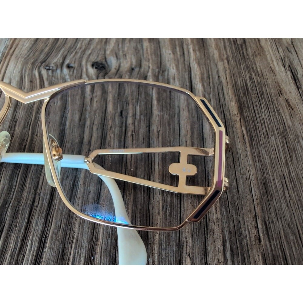 Vintage CAZAL 80s Open EYEGLASSES FRAME Only Women Gold Hexagonal Lens 58 14 140 - Picture 2 of 16